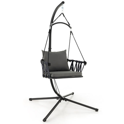 Hanging chair with frame Foldable hanging chair with comfortable seat and back cushions