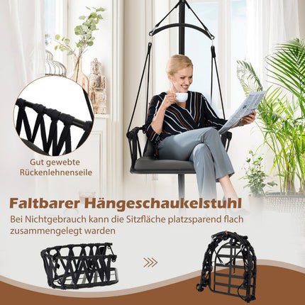 Hanging chair with frame Foldable hanging chair with comfortable seat and back cushions
