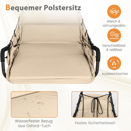 Hängesessel mit Gestell &amp; extra großer gepolsterter Sitzfläche &amp; robustem Metallgestell Hängematte beige