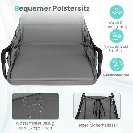 Hängesessel mit Gestell &amp; Extra großer gepolsterter Sitzfläche &amp; robustem Metallrahmen Hängematte grau