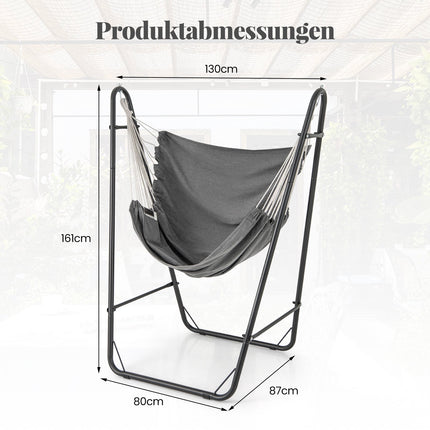 Závěsné křeslo s rámem, šedá, bavlna-polyester, nosnost 120 kg