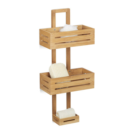 Hanging shower basket in bamboo