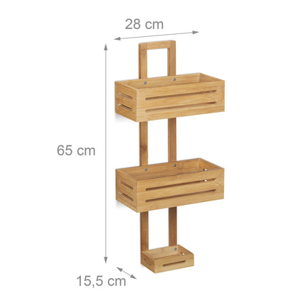 Hanging shower basket in bamboo