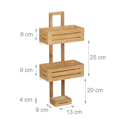 Hanging shower basket in bamboo
