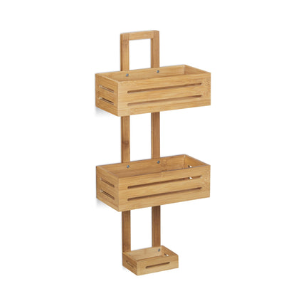 Hanging shower basket in bamboo