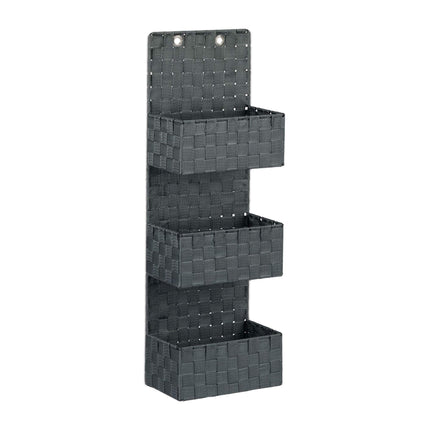 Hanging storage in fabric with 3 baskets