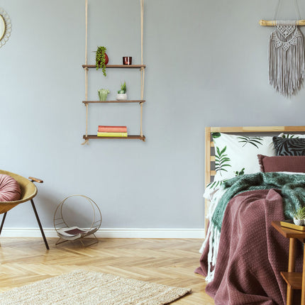 Hanging wooden shelf