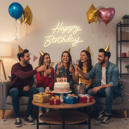 LED-Schild „Happy Birthday“ – Acryl, USB-betrieben