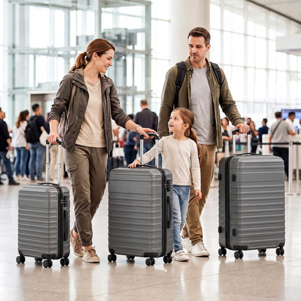 Hard Shell Suitcase Set of 3 with TSA Lock, 20/24/28 Inch, Dark Grey