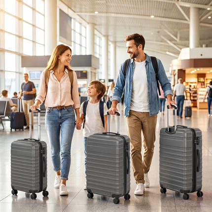 Hard Shell Suitcase Set of 3 with TSA Lock, 20/24/28 Inch, Dark Grey