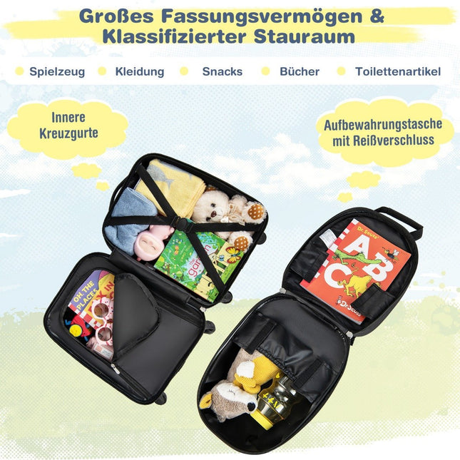 Hartschalenkoffer 2-teiliges Handgepäck-Set mit Spinner-Rollen, Blau