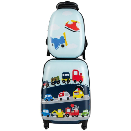 Hartschalenkoffer 2-teiliges Handgepäck-Set mit Spinner-Rollen, Blau