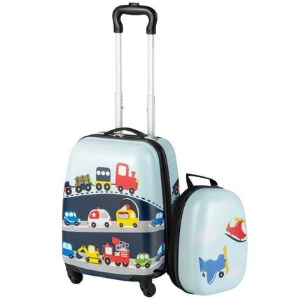 Hartschalenkoffer 2-teiliges Handgepäck-Set mit Spinner-Rollen, Blau
