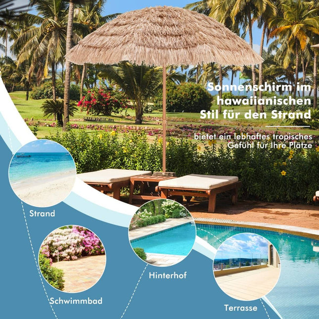 Hawaiianischer Sonnenschirm 220 cm mit Kippfunktion