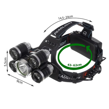 Stirnlampe 5 x LED T6 CREE 
