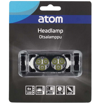 Headlamp Black 400 lm, Rechargeable, IPX4 Waterproof