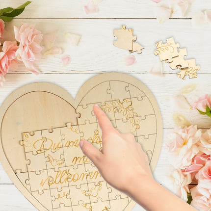 Herzförmiges graviertes Holz-Puzzle-Geschenk