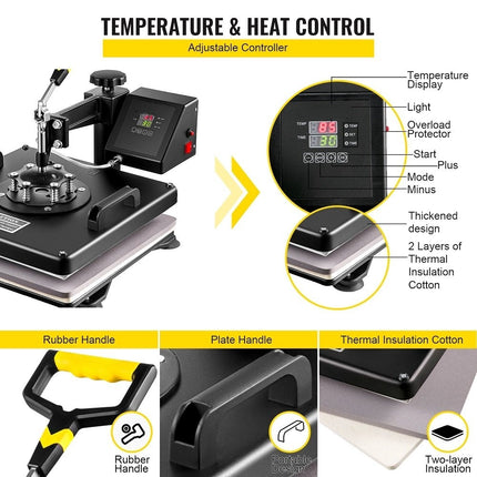 Heat Press Machine 15x15, 5-in-1 Swing Away Kit