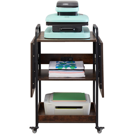 Heat Press Table With Charging Station, 3-Tier, Wheels