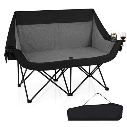Heated Double Camping Chair with 4 Heating Zones & Wine Holders