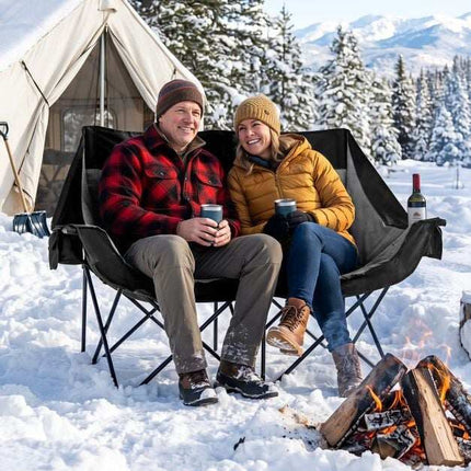 Heated Double Camping Chair with 4 Heating Zones & Wine Holders