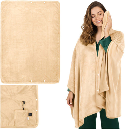 Heated Electric Blanket, USB-Powered, 160x90 cm, Beige