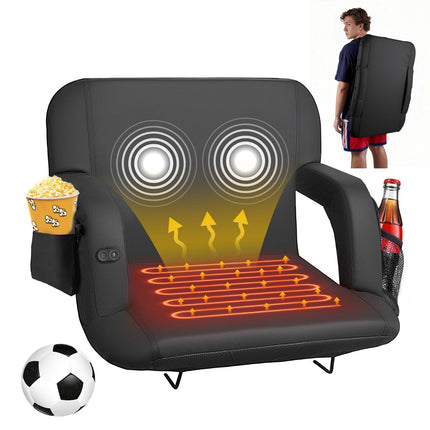 Heated Stadium Seat, 25-Inch, 3 Heat Levels, Vibration