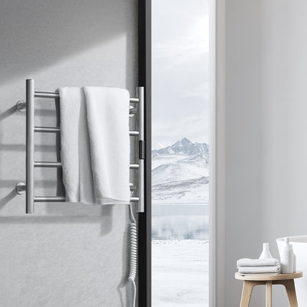 Heated Towel Rack, Wall Mounted 4-Bar, Timer, IPX5