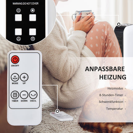 Elektrischer Keramik-Turmheizlüfter, 2000W, 3 Heizstufen, Timer