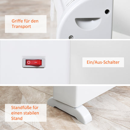 Electric fan heater, 2000W, 3 settings, Timer, White
