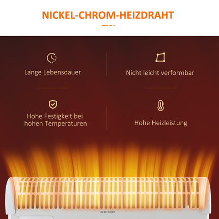 Electric fan heater, 2000W, 3 settings, Timer, White