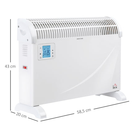 Electric fan heater, 2000W, 3 settings, Timer, White