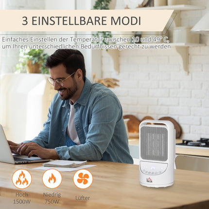 Keramický elektrický ohřívač, 750/1500W, 3 stupně, časovač, oscilace