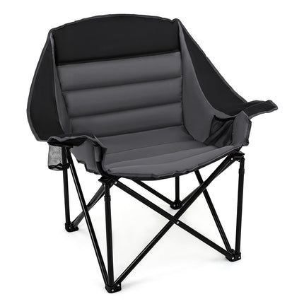 Heavy Duty Black Camping Chair with Padded Seat & Cup Holder