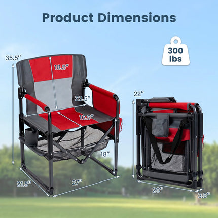 Heavy Duty Camping Chair with Cup Holder and Side Pocket