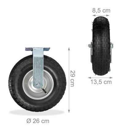Odolná sada koleček s nafukovacími pneumatikami, 2 pevná + 2 otočná
