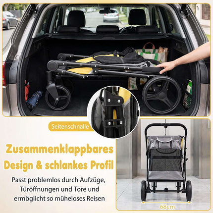 Heavy Duty Dog Stroller with Foot Brake, Yellow, 220 lbs Capacity