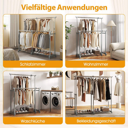 Schwerlast-Kleiderständer mit Doppelstange, höhen- und breitenverstellbar