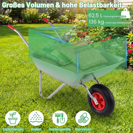 Schwerlast-Gartenwagen, 136 kg Tragkraft, 62,5 L Wanne