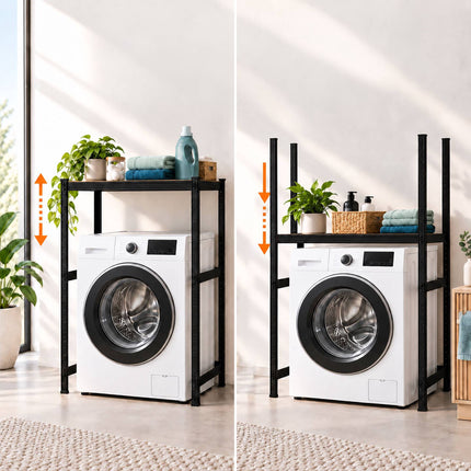 Heavy-Duty Laundry Shelf for Washing Machine, Black Steel – 200 kg per Shelf
