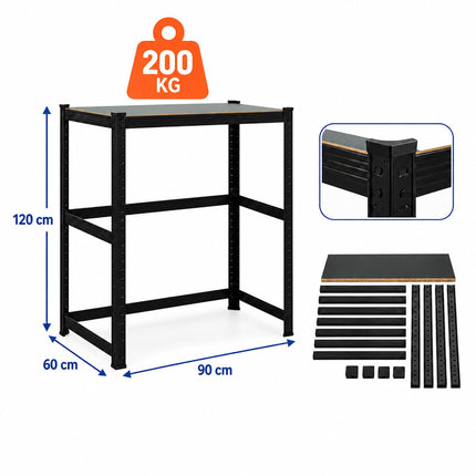 Heavy-Duty Laundry Shelf for Washing Machine, Black Steel – 200 kg per Shelf