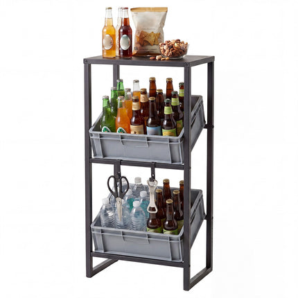 Heavy-Duty Metal Beer Storage Rack, 3-Tier, Adjustable Shelves