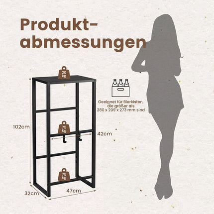 Heavy-Duty Metal Beer Storage Rack, 3-Tier, Adjustable Shelves