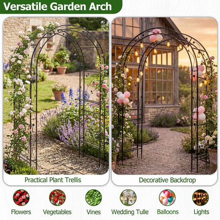 Heavy Duty Metal Garden Arch Trellis for Climbing Plants