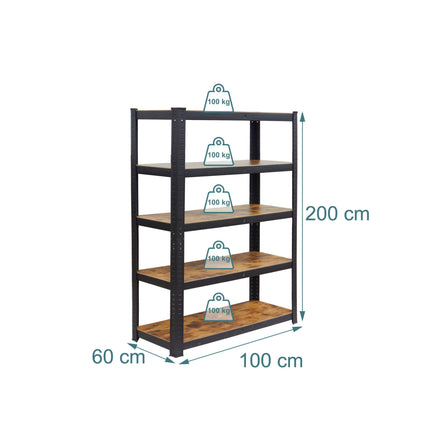 Heavy-Duty Metal Shelving Unit, 5-Tier, 500 kg Capacity