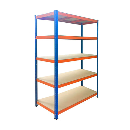 Heavy-Duty Metal Shelving Unit with 5 Adjustable Shelves, 875 kg, Blue-Orange