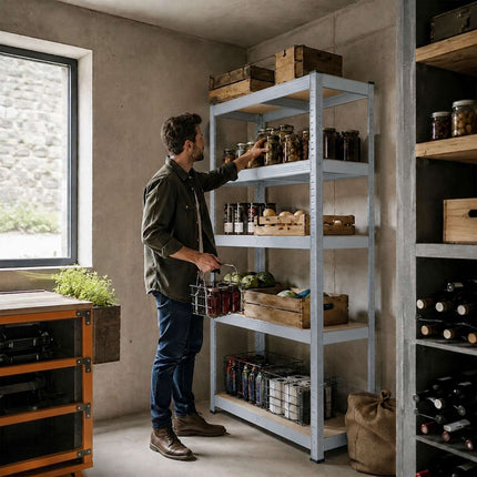 Heavy-Duty Shelving Unit with 5 Adjustable Tiers, 175 kg per Tier, Grey