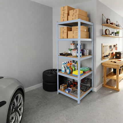 Heavy-Duty Shelving Unit with 5 Adjustable Tiers, 175 kg per Tier, Grey
