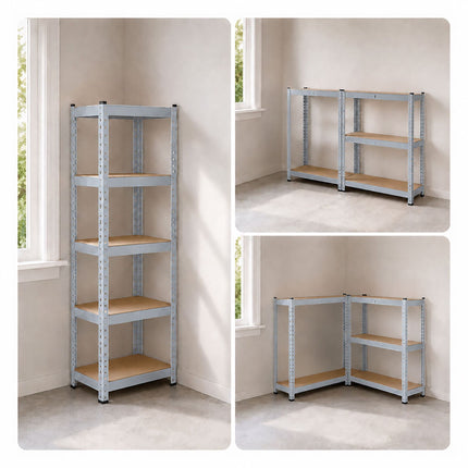 Heavy-Duty Shelving Unit with 5 Adjustable Tiers, 175 kg per Tier, Grey