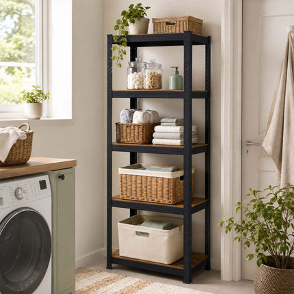 Heavy-Duty Shelving Unit with 5 Shelves, 500 kg, Industrial Style, Black